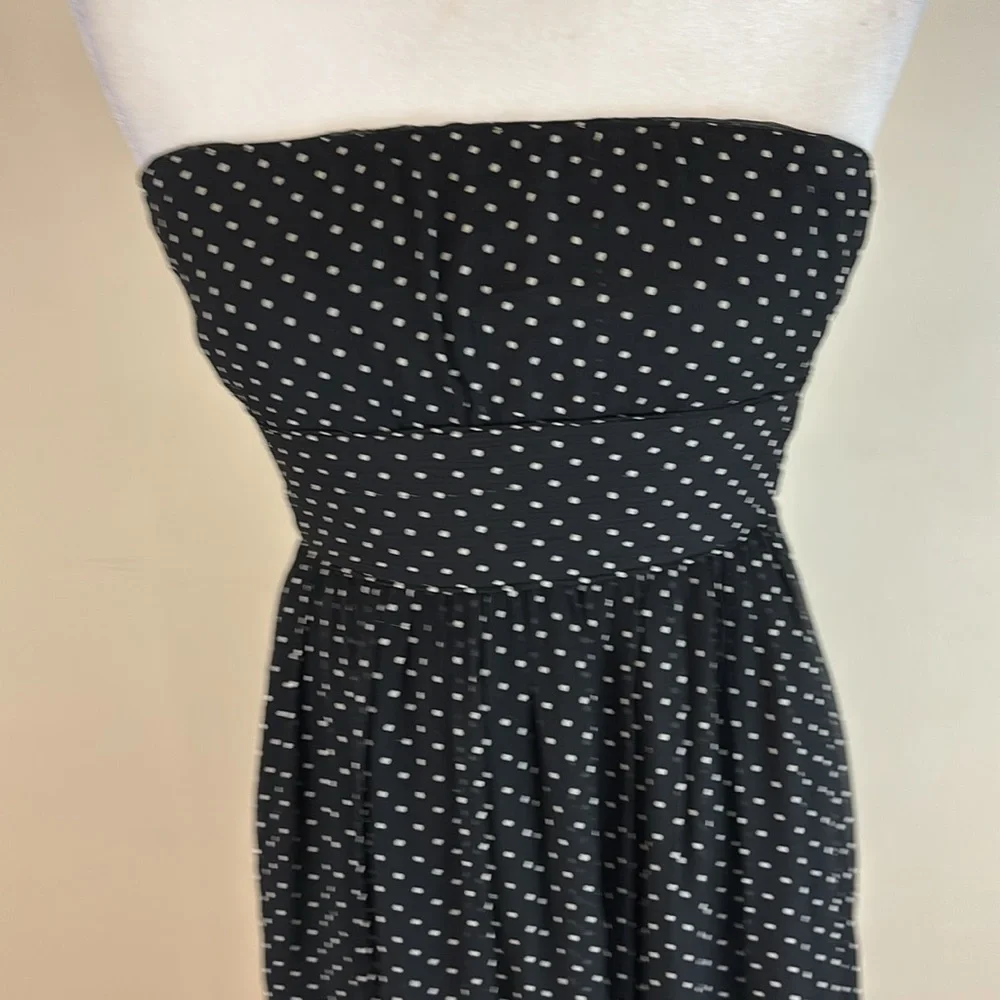 J Crew Black and White Polkadot Silk  Strapless Dress Size 4
